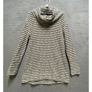Merona Womens Cowl Neck Sweater Large Marbled Black Beige Long  Sleeve Pullover